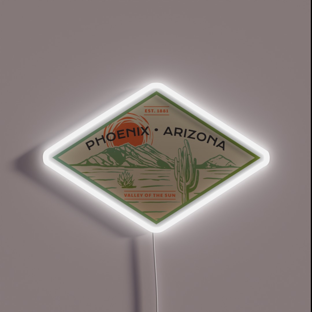 Vintage Phoenix Arizona Graphic RGB Neon Sign Vintage Phoenix Arizona Graphic RGB Neon Sign