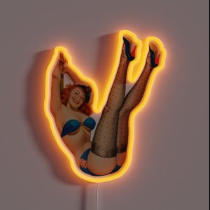Vintage Sexy Pin Up Girl In Blue Bikini And Sailors Hat RGB Neon Sign