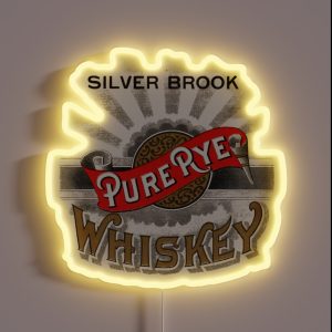 Vintage Silver Brook Pure Rye Whiskey RGB Neon Sign