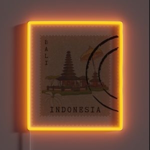 Vintage Stamp Bali Indonesia Style RGB Neon Sign Vintage Stamp Bali Indonesia Style RGB Neon Sign