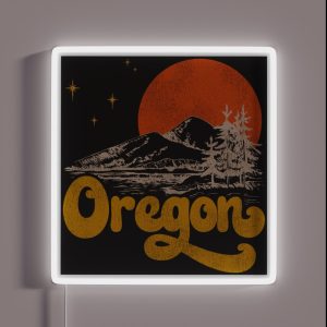 Vintage State Of Oregon Mid Century Distressed Aesthetic RGB Neon Sign Vintage State Of Oregon Mid Century Distressed Aesthetic RGB Neon Sign
