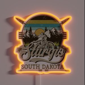 Vintage Sturgis South Dakota Speed Races Landscape Bikes RGB Neon Sign