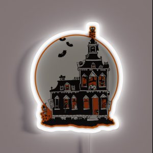 Vintage Style Haunted House Happy Halloween RGB Neon Sign Vintage Style Haunted House Happy Halloween RGB Neon Sign