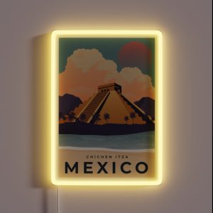 Vintage Travel Poster Chichen Itza Mexico RGB Neon Sign Vintage Travel Poster Chichen Itza Mexico RGB Neon Sign