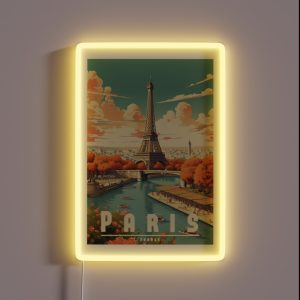 Vintage Travel Poster Paris Romantic Design Of The City Of Love RGB Neon Sign Vintage Travel Poster Paris Romantic Design Of The City Of Love RGB Neon Sign