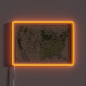 Vintage US Barley Farming Map 1903 RGB Neon Sign