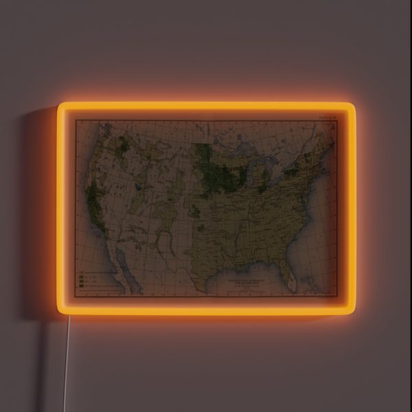 Vintage US Barley Farming Map 1903 RGB Neon Sign