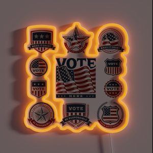 Vintage USA Election Labels And Badges RGB Neon Sign