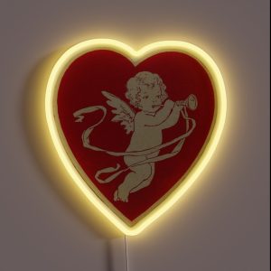 Vintage Valentine S Day Cherub In Heart RGB Neon Sign