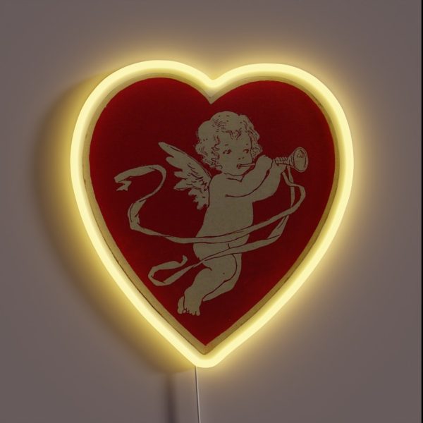 Vintage Valentine S Day Cherub In Heart RGB Neon Sign