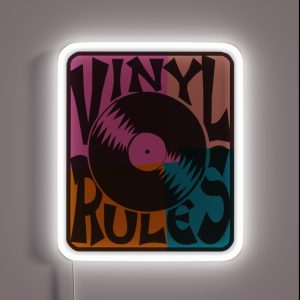 Vinyl Records Rule Pop Art RGB Neon Sign