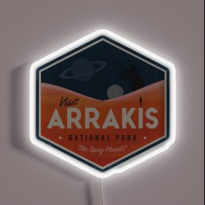 Visit Arrakis The Spicy Planet Vintage National Park Travel Badge RGB Neon Sign