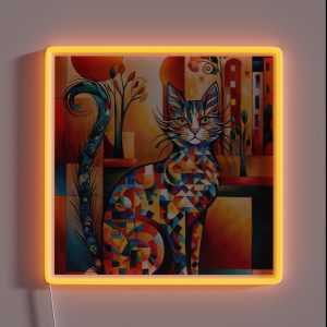 Vivid Cubism Artistic Cat RGB Neon Sign