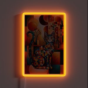 Vivid Cubism Artistic Cat RGB Neon Sign