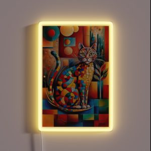 Vivid Cubism Artistic Cat RGB Neon Sign