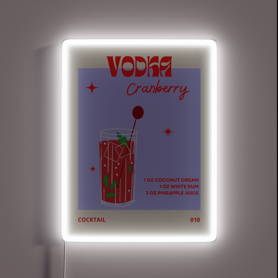 Vodka Cranberry Cocktail Poster DIGITAL RGB Neon Sign Vodka Cranberry Cocktail Poster DIGITAL RGB Neon Sign