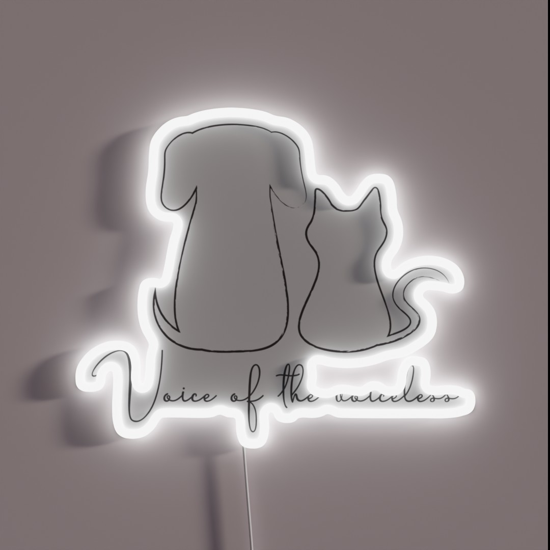 Voice Of The Voiceless Grey Outline Cat And RGB Neon Sign Voice Of The Voiceless Grey Outline Cat And RGB Neon Sign