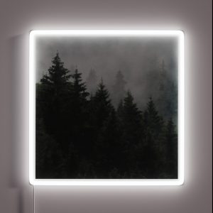 Waiting For Misty Foggy Fairytale Forest With Cascadia Trees Covered In Magic Fog RGB Neon Sign Waiting For Misty Foggy Fairytale Forest With Cascadia Trees Covered In Magic Fog RGB Neon Sign