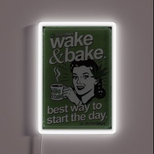 Wake And Bake Weed Vintage Stoner RGB Neon Sign