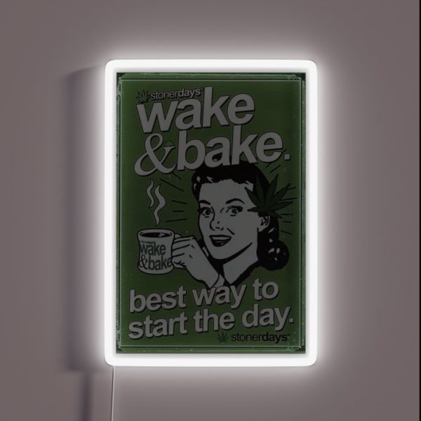 Wake And Bake Weed Vintage Stoner RGB Neon Sign