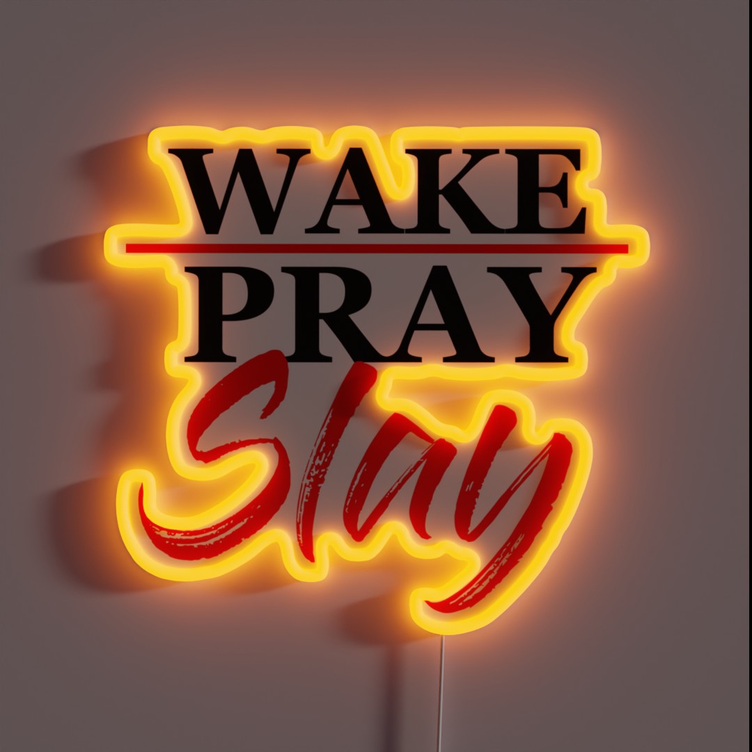 Wake Pray Slay Christian Christianity Funny RGB Neon Sign Wake Pray Slay Christian Christianity Funny RGB Neon Sign