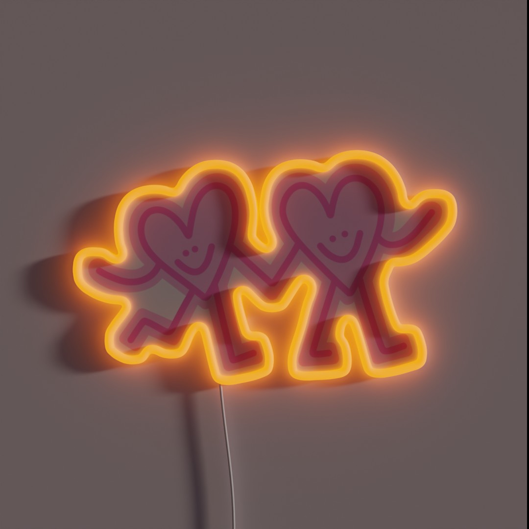 Walking Hearts RGB Neon Sign Walking Hearts RGB Neon Sign