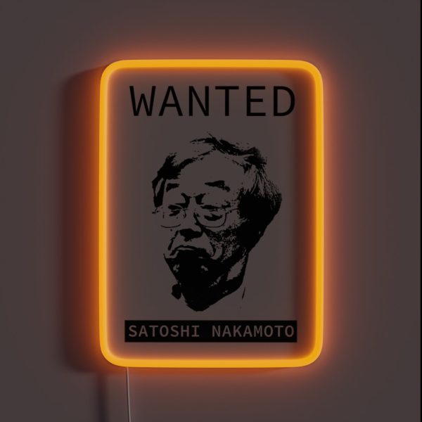 Wanted Satoshi Nakamoto RGB Neon Sign
