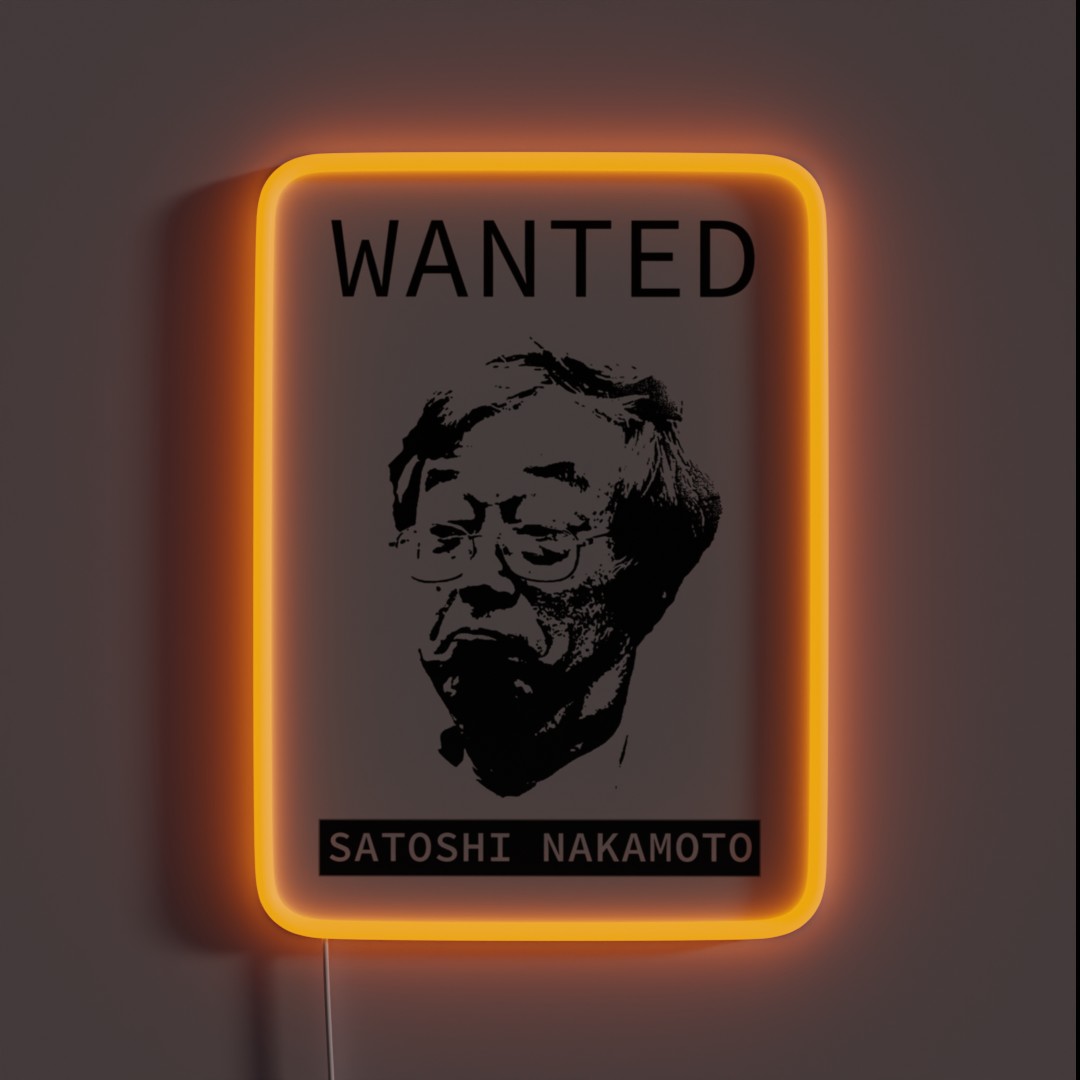 Wanted Satoshi Nakamoto RGB Neon Sign Wanted Satoshi Nakamoto RGB Neon Sign