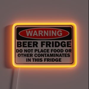 Warning Beer Fridge RGB Neon Sign Warning Beer Fridge RGB Neon Sign