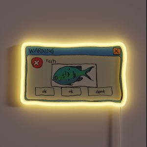 Warning Fissh RGB Neon Sign Warning Fissh RGB Neon Sign