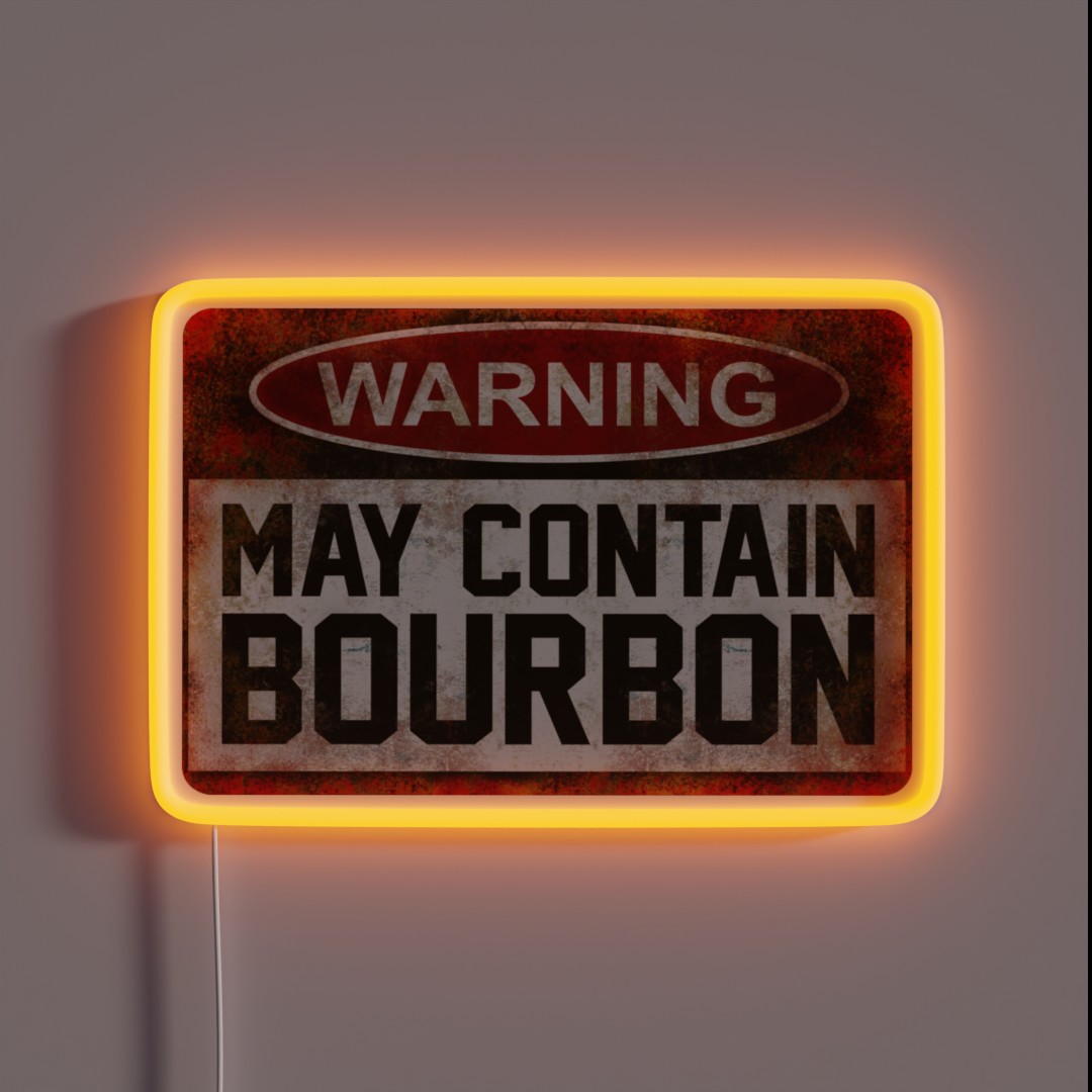 Warning May Contain Bourbon RGB Neon Sign Warning May Contain Bourbon RGB Neon Sign