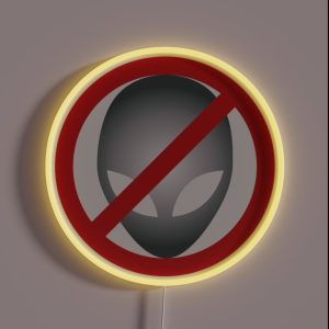 Warning Sign No Aliens RGB Neon Sign Warning Sign No Aliens RGB Neon Sign