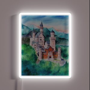 Watercolor Bavarian Neuschweinstein Castle RGB Neon Sign Watercolor Bavarian Neuschweinstein Castle RGB Neon Sign