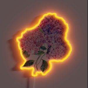 Watercolor Branch Of Blooming Hydrangeas RGB Neon Sign