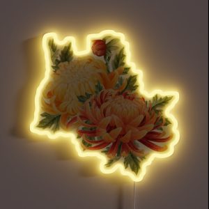 Watercolor Chrysanthemum Bouquet RGB Neon Sign Watercolor Chrysanthemum Bouquet RGB Neon Sign