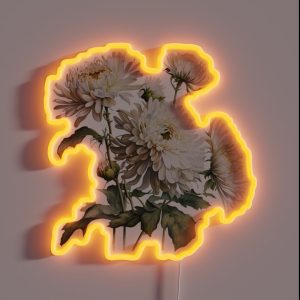 Watercolor Chrysanthemum RGB Neon Sign