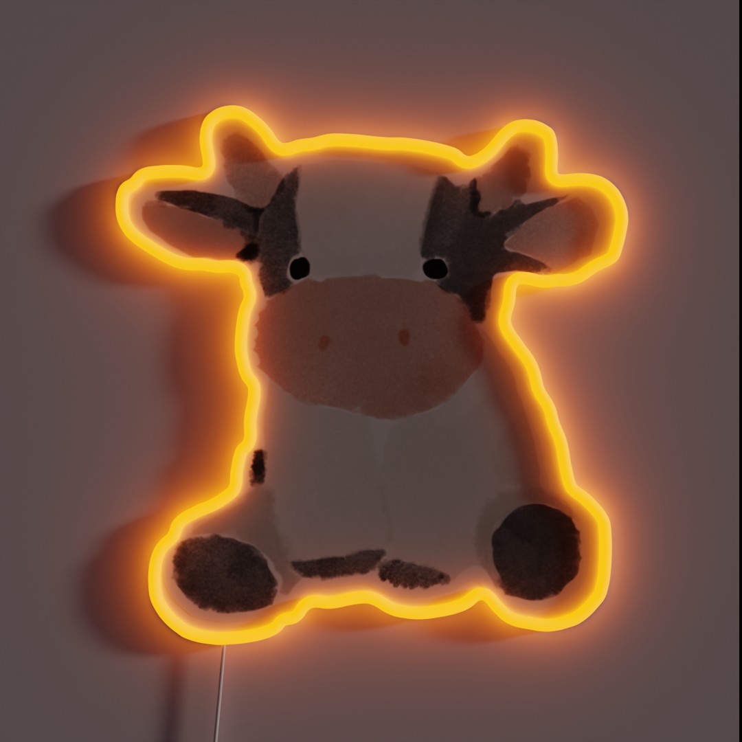 Watercolor Cow Bandw RGB Neon Sign Watercolor Cow Bandw RGB Neon Sign