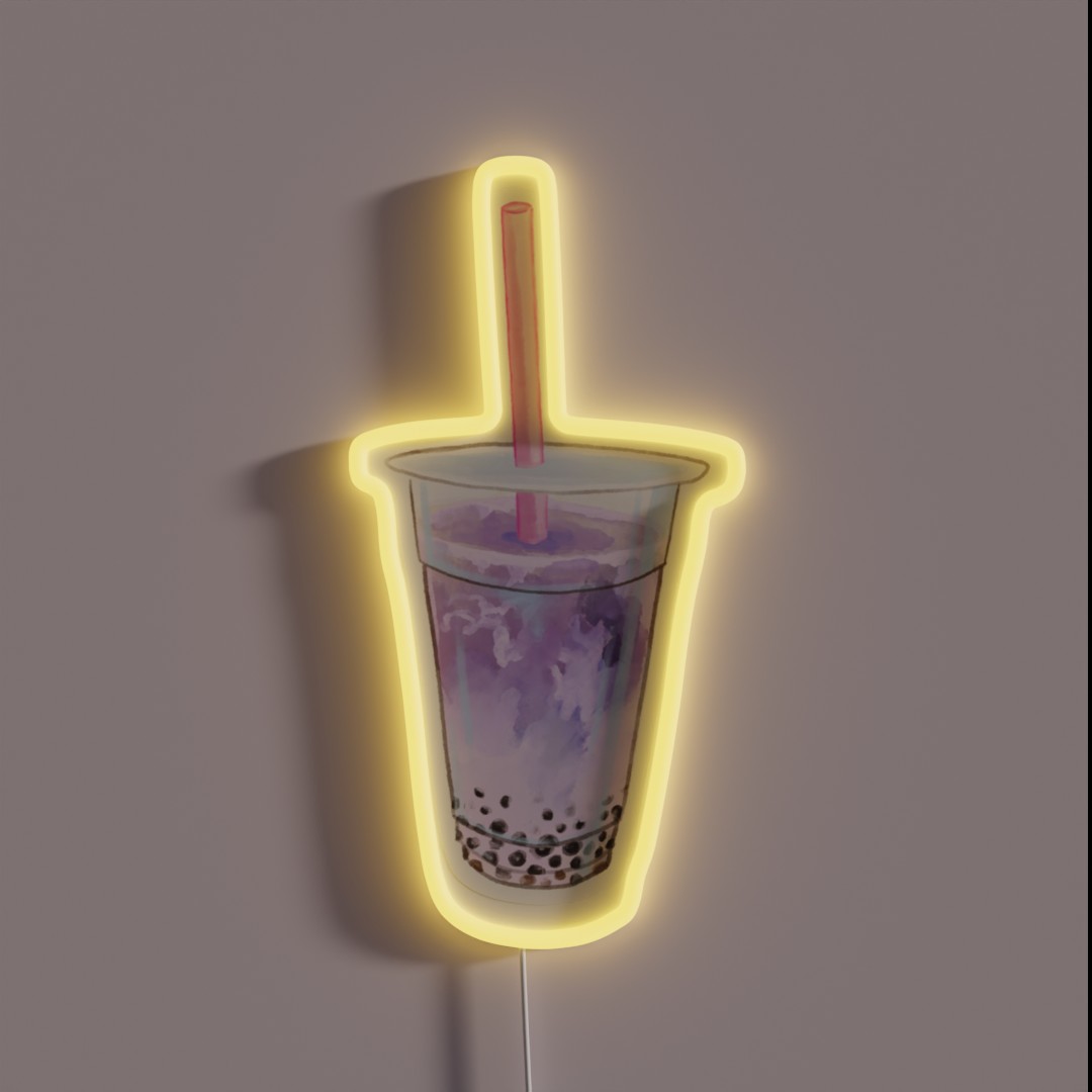 Watercolor Cute Taro Milk Tea Boba RGB Neon Sign Watercolor Cute Taro Milk Tea Boba RGB Neon Sign