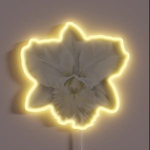 Watercolor Floral White Cattleya Orchid Print RGB Neon Sign Watercolor Floral White Cattleya Orchid Print RGB Neon Sign