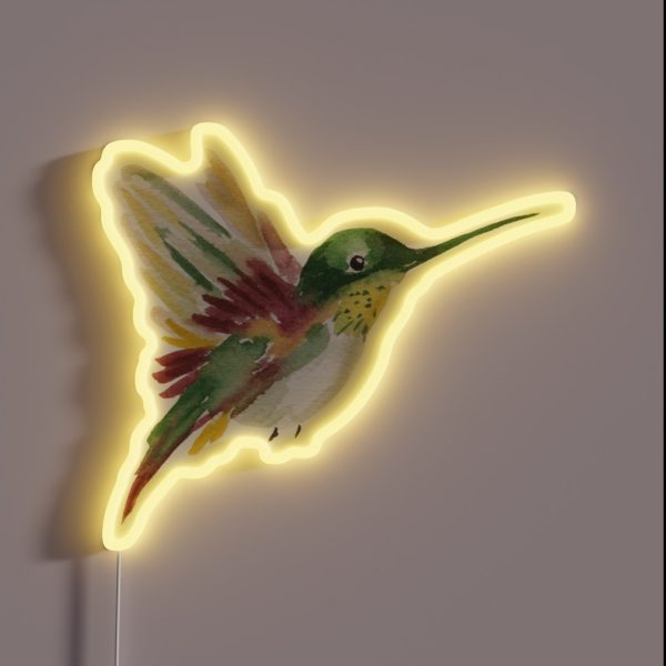 Watercolor Hummingbird RGB Neon Sign