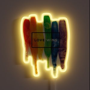 Watercolor LGBT Love Wins Rainbow Paint Typographic RGB Neon Sign