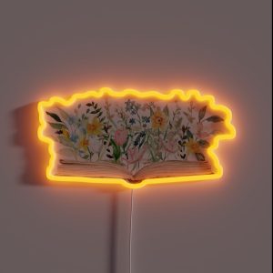 Watercolor Open Book With Flowers Floral Aesthetic RGB Neon Sign Watercolor Open Book With Flowers Floral Aesthetic RGB Neon Sign