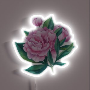 Watercolor Peony Bouquet RGB Neon Sign