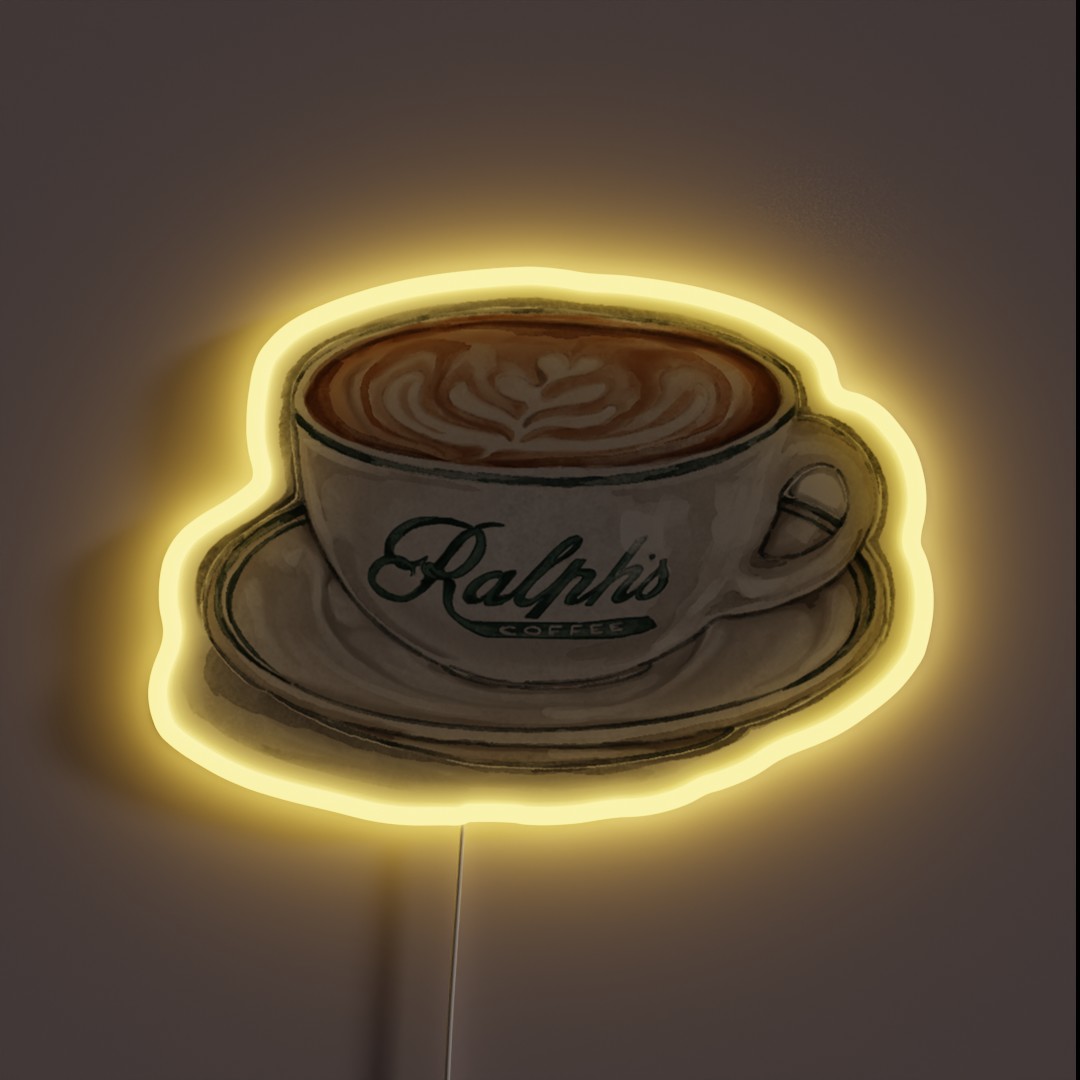 Watercolor Ralph S Coffee Cup RGB Neon Sign Watercolor Ralph S Coffee Cup RGB Neon Sign