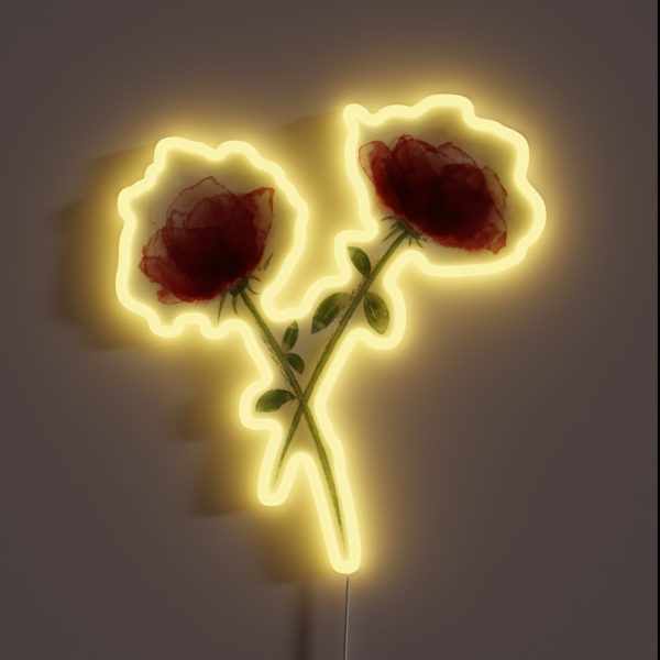 Watercolor Rose Pattern RGB Neon Sign