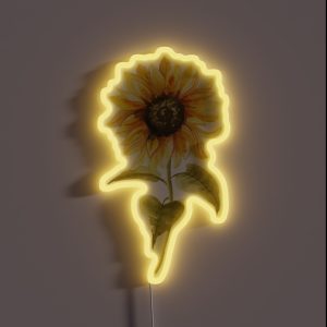 Watercolor Sunflower Hand Painted RGB Neon Sign