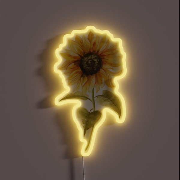 Watercolor Sunflower Hand Painted RGB Neon Sign