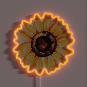 Watercolor Sunflower Hand Painted Yellow Flower RGB Neon Sign