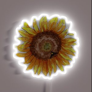 Watercolor Sunflower Pattern RGB Neon Sign