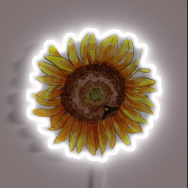 Watercolor Sunflower Pattern RGB Neon Sign